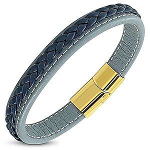 Modrosivý koženkový náramok, tmavomodrý pletenec, magnetické zapínanie SP15.06 vyobraziť
