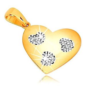 Prívesok v žltom zlate 585 - symetrické srdce so srdiečkovými výrezmi, zirkóny GG15.52 vyobraziť