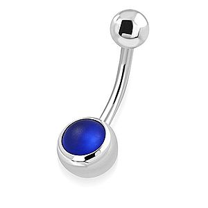 Oceľový piercing do brucha - mačacie oko, kráľovská modrá W24.01 vyobraziť