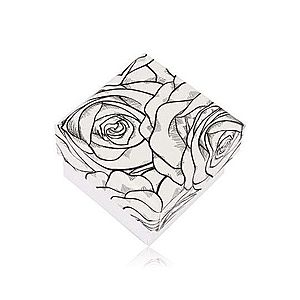 Čierno-biela krabička na prsteň alebo náušnice - motív rozkvitnutých ruží Y08.11 vyobraziť