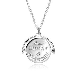 Strieborný náhrdelník 925, otáčací prívesok s nápisom "I am LUCKY & BLESSED to HAVE U" R30.12 vyobraziť