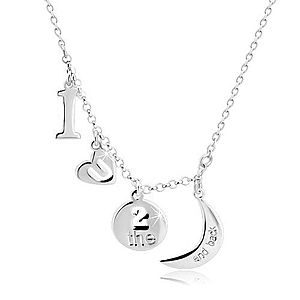 Strieborný 925 náhrdelník - prívesky s motívom "I love you to the moon and back" R30.23 vyobraziť