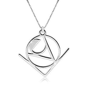 Strieborný 925 náhrdelník - slovo "Love" v abstraktnom geometrickom motíve R38.06 vyobraziť