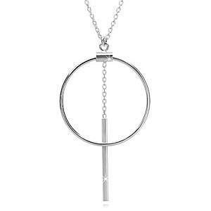 Strieborný náhrdelník 925 - retiazka z oválnych očiek, obrys kruhu a palička na retiazke R38.08 vyobraziť