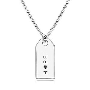 Čierny diamant - náhrdelník zo striebra 925, zrkadlovolesklá známka, nápis "HOPE" S58.01 vyobraziť