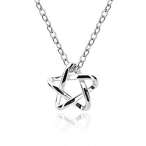 Strieborný náhrdelník 925 - prívesok s motívom pentagramu, retiazka z oválnych očiek S88.07 vyobraziť