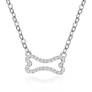 Strieborný náhrdelník 925 - zirkónová kostička, list, lesklá retiazka z oválnych očiek S88.15 vyobraziť