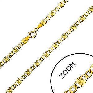 Retiazka v 14K zlate - ploché očká, lúčovité zárezy, šesťuholníkové očká, 450 mm GG29.22 vyobraziť