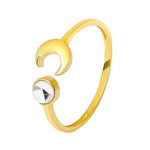 Zlatý prsteň 375 - lesklý polmesiac, číry zirkón v tvare kabošonu GG230.36/40 vyobraziť