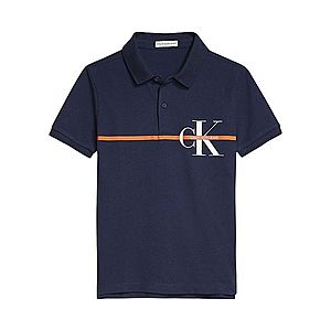 Calvin Klein Jeans Tričko oranžová / biela / tmavomodrá vyobraziť