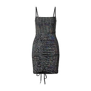 Dorothy Perkins Šaty 'Lola Skye Silver Ruched Mini Dress' čierna / strieborná vyobraziť