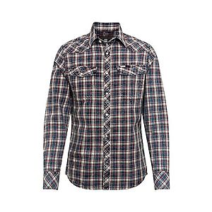 G-Star RAW Košeľa '3301 slim shirt l\s' červená / tmavomodrá / biela vyobraziť