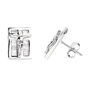 Iced out Sterling 925 Silver Earrings - JESUS - Uni / strieborná vyobraziť