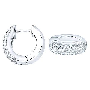 Iced Out Sterling 925 Silver HOOP Earrings - BLING KING 10mm - Uni / strieborná vyobraziť