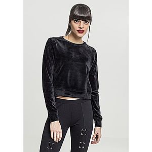 Urban Classics Ladies Short Velvet Crew black - L vyobraziť