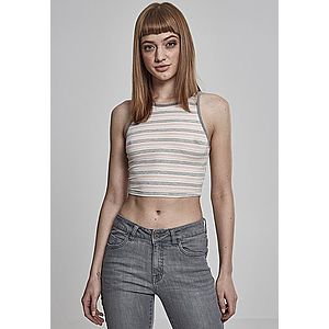 Urban Classics Ladies Rib Stripe Cropped Top pink/white/grey - L vyobraziť