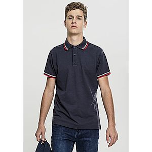 Urban Classic Double Stripe Poloshirt navy/white/fire red - L vyobraziť