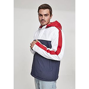 Urban Classics 3-Tone Padded Pull Over Hooded Jacket navy/white/fire red - L vyobraziť