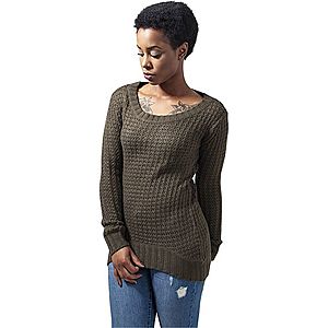 Urban Classics Ladies Long Wideneck Sweater olive - L vyobraziť