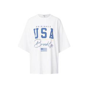 Missguided Oversize tričko 'Brooklyn' biela / modrá vyobraziť