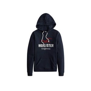 HOLLISTER Mikina 'TERRY' námornícka modrá / biela / červená vyobraziť