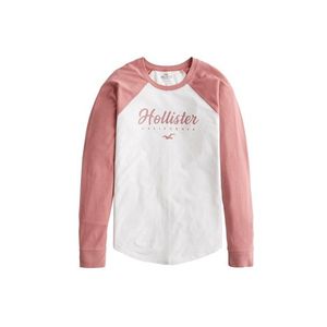 HOLLISTER Tričko biela / ružová vyobraziť
