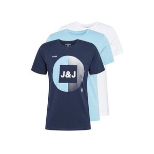 JACK & JONES Tričko biela / tmavomodrá / modrá vyobraziť