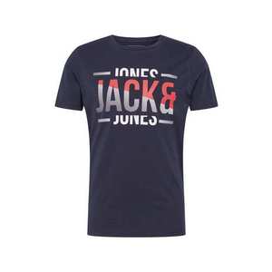 JACK & JONES Tričko 'Koral' sivá / tmavomodrá / červená vyobraziť