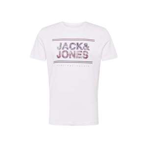 JACK & JONES Tričko biela / tmavočervená vyobraziť