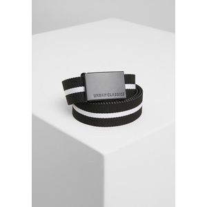 Urban Classics Canvas Belts black white stripe/black - UNI vyobraziť