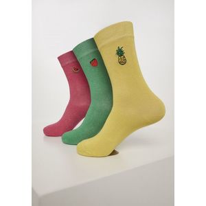 Urban Classics Fun Embroidery Socks 3-Pack Lightyellow/green/pink - 39–42 vyobraziť
