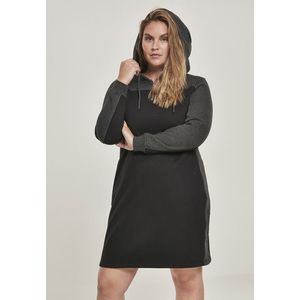 Urban Classics Ladies 2-Tone Hooded Dress black/charcoal - 5XL vyobraziť