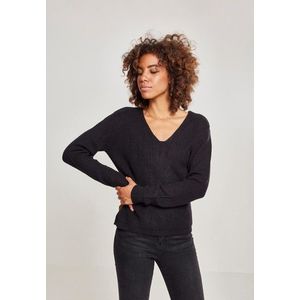 Urban Classics Ladies Back Lace Up Sweater black - S vyobraziť