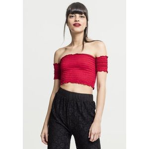 Urban Classics Ladies Cropped Cold Shoulder Smoke Top fire red - XL vyobraziť