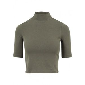 Urban Classics Ladies Cropped Turtleneck Tee olive - M vyobraziť