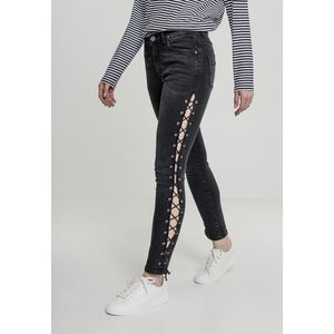 Urban Classics Ladies Denim Lace Up Skinny Pants black washed - 30 vyobraziť