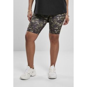 Urban Classics Ladies High Waist Camo Tech Cycle Shorts wood digital camo - S vyobraziť