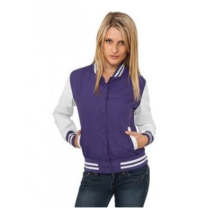 Urban Classics Ladies Light College Jacket pur/wht - S vyobraziť