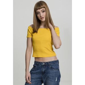 Urban Classics Ladies Off Shoulder Rib Tee chrome yellow - XS vyobraziť