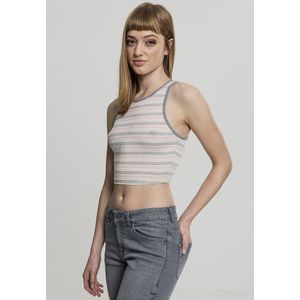 Urban Classics Ladies Rib Stripe Cropped Top pink/white/grey - M vyobraziť