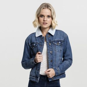 Urban Classics Ladies Sherpa Denim Jacket blue washed - L vyobraziť