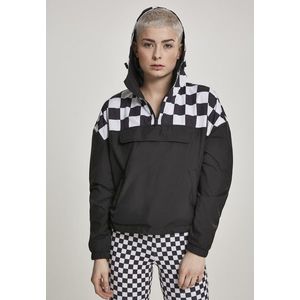 Urban Classics Ladies Short Oversize Check Pull Over Jacket blk/chess - XS vyobraziť