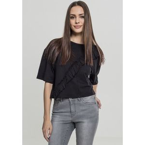 Urban Classics Ladies Short Oversize Volant Tee black - S vyobraziť