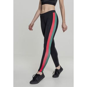 Urban Classics Ladies Side Stripe Leggings black/green/fire red - 5XL vyobraziť