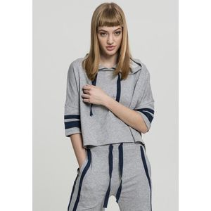 Urban Classics Ladies Taped Short Sleeve Hoody grey/navy - XS vyobraziť