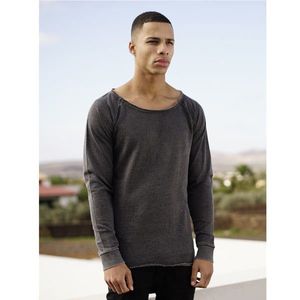 Urban Classics Long Burnout Open Edge Crewneck darkgrey - S vyobraziť