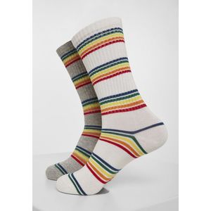 Urban Classics Rainbow Stripes Socks 2-Pack grey/white - 39–42 vyobraziť