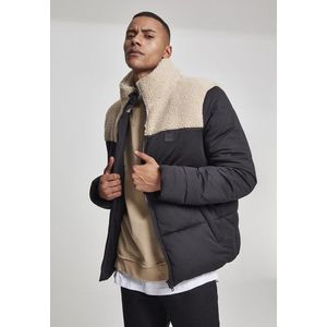 Urban Classics Sherpa Mix Boxy Puffer Jacket blk/darksand - S vyobraziť