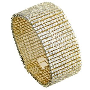Iced Out Bling Platinum Bracelet - RAPPER 12 ROW gold - Uni / zlatá vyobraziť