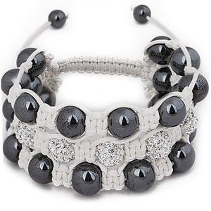 Iced Out Unisex Bling Armband - SHAMBALLA 3 ROW weiß - Uni / biela vyobraziť